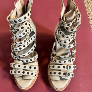 Freebird Cream Multi-Strap Heels